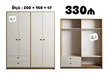 Geniş tutumlu paltar şkafı - Ölçü: 200 × 160 × 47 sm - Rəng və üslub