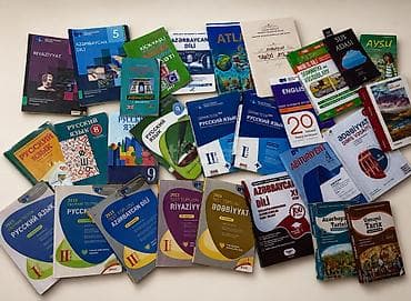 📚 Müxtəlif dərsliklər, DİM test topluları və bədii ədəbiyyat kitabları