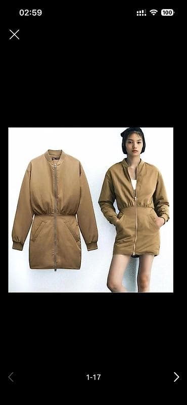 dollar gul: ZARA devetüyü rəngli, uzunqol bomber - plaş don. Ön hissədən — 1