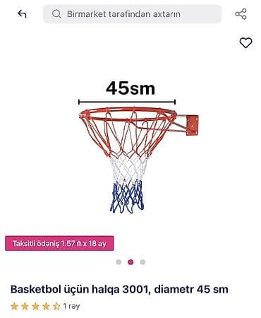 баскетбольный мяч: Basketbol üçün halqa 3001 - Diametr: 45 sm - Portağa/möhkəm səthə — 2