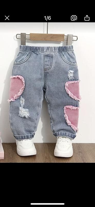 Uşaq cins şalvarı - Material: klassik açıq mavi denim (pambıq — 1