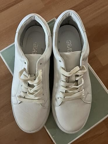 Deri !Ağ rəngli uniseks krossovkalar - Model: klassik “court/sneaker” — 1