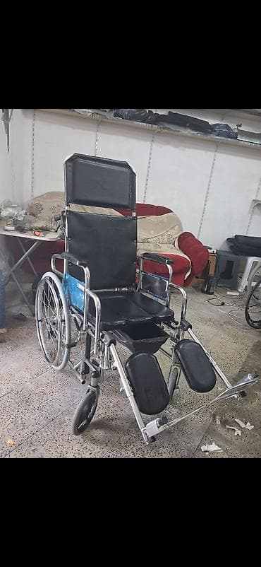 Tualet funksiyalı əlil arabası - Metal xrom çərçivə, dayanıqlı — 1