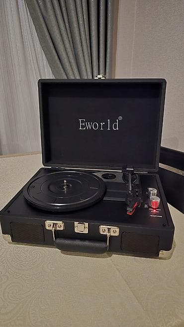 Eworld portativ vinil pleyer – çamadan tipli korpusda retro dizaynlı — 6