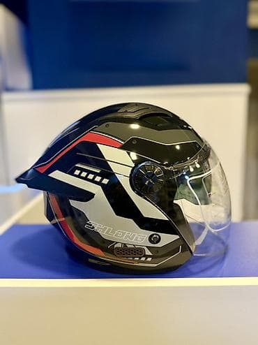 motor c50: Motosiklet dəbilqəsi – açıq tip, BK loqolu, qrafik dizaynlı — 3