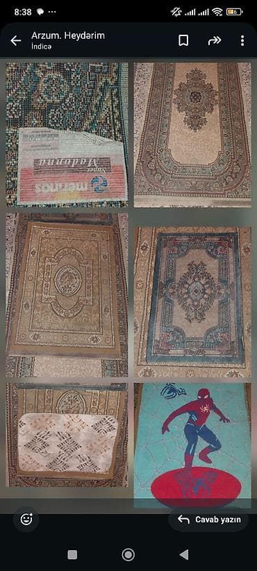 lalafo az saatlar: 2/160 ölçü xalça ipək 25 manata qaralı ağlı saçaqlı İran xalçası ölçü — 5