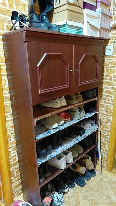 taxt modelleri: İşlənmiş, 2 qapılı, Qəhvəyi, Taxta Ayaqqabı dolabı — 1