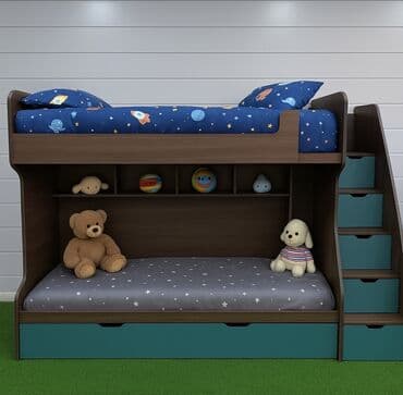 qara şəkillər: Oğlan və qız üçün, Çarpayı, Matrassız, Siyirməli, MDF — 7