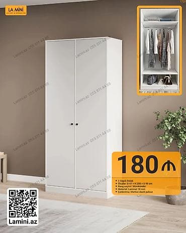 İki qapılı qarderob dolabı - Ölçülər: dərinlik 47 sm × hündürlük 200 — 1