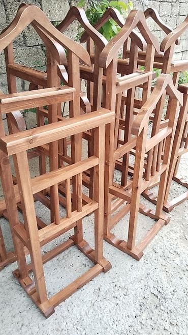 dola: Taxta paltar asqısı/valet stendi - Material: keyfiyyətli massiv ağac — 1