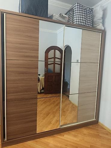 шкаф купе стенка: Б/у, 2 двери, С зеркалом, Коричневый, Другой материал, Купе, Прямой шкаф — 4