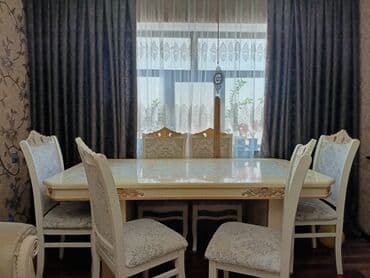 stol stul ikinci el: Qonaq otağı üçün, İşlənmiş, Açılmayan, Dördbucaq masa, 6 stul — 2