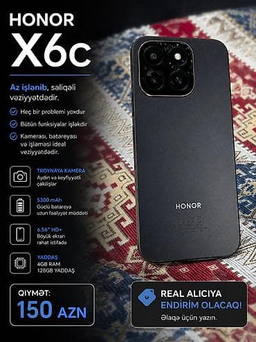 redmi not 7 pro: Honor X6c, 128 GB, rəng - Qara — 1