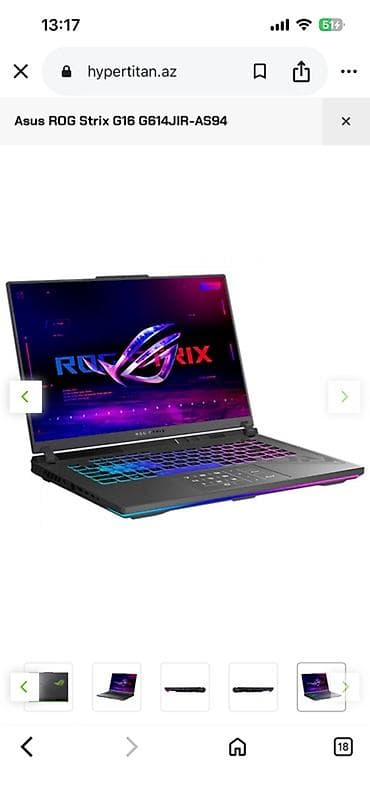 oyun noutbukları: Asus ROG Strix G16 G614JIR-AS94 oyun noutbuku Model Asus ROG Strix G16 — 6