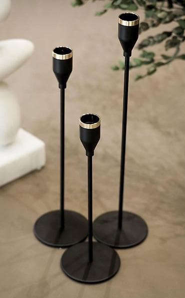 Vazalar: Məhsul: Metal şamaltı dəsti (3 ədəd) - Dizayn: Minimal və müasir — 3