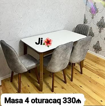 Mətbəx üçün, Açılmayan, Dördbucaq masa, 4 stul