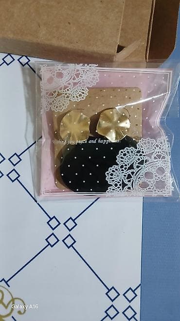 Qızıl rəngli metal sırğa + saç rezini dəsti - Sırğalar — 1