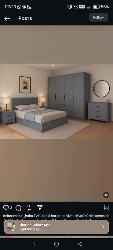 Yataq otağı dəstləri: İkinəfərlik çarpayı, Dolab, Yeni — 4