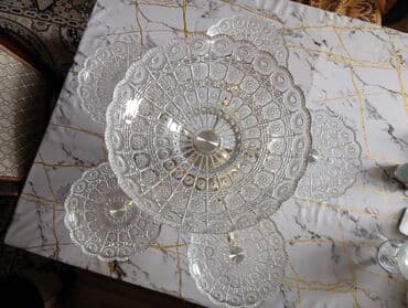 şüşə qab: Altiqabli şüşə-meyvə ve lepe qabi(klassik dizayn) - Material: kəsimli — 3