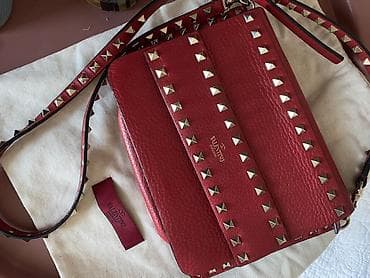 dəri çantalar: Valentino Garavani original - Rəng: Qırmızı (grained/pəbble — 4