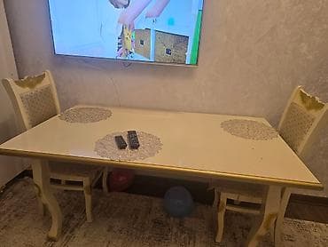 Qonaq otağı üçün, İşlənmiş, Açılan, Dördbucaq masa, 6 stul — 1