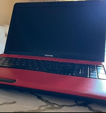 en ucuz notebook: Toshiba noutbuk – qırmızı korpuslu, tam ölçülü klaviatura və ayrıca — 2