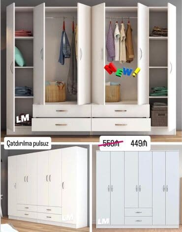 taxt setkasi: Açılan, 6 qapı Düz dolab, Qarderob, paltar dolabı — 1