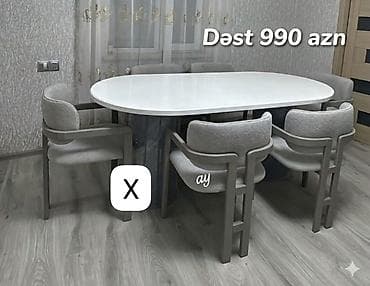 Yemək otağı mebel dəsti - Dəst 990 AZN - Tərkibi: 1 ədəd iri oval