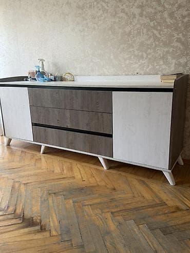Komodlar: Mebel: Geniş komod / bufet - Dizayn: İki rəngli modern üslub – tünd — 2
