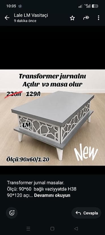 Transformer jurnal masalar. Ölçü: 90*60 bağlı vəziyyətdə H38 90*120 — 1