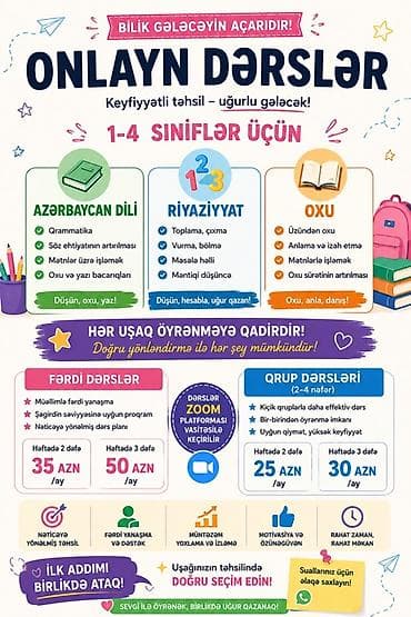 dil kursu: Məktəbəqədər və ibtidai sinif hazırlığı, Azərbaycan dili, Onlayn — 1