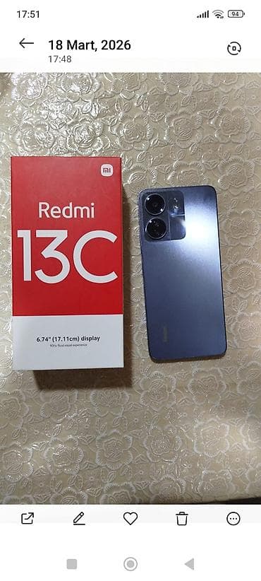 TV və video: Xiaomi Redmi 13C smartfon - Ekran: 6.74 düym (17.11 sm) displey — 4