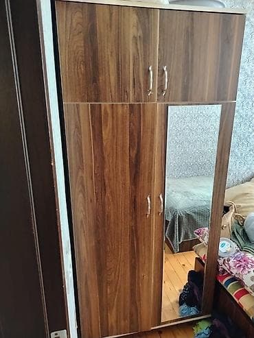 Ev üçün mebel: Güzgülü paltar şkafı - Material: Laminat DSP, qəhvəyi/ceviz — 2