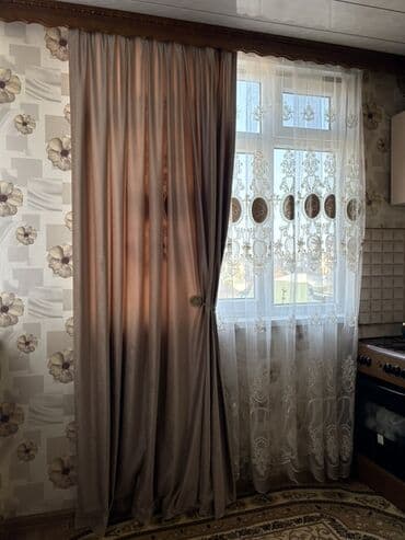 Zərif pərdə dəsti - Komplekt: qalın dekorativ pərdə + zərif naxışlı