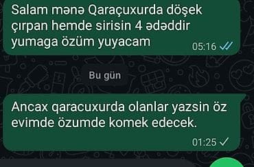 evde iw: Qaracuxurda döşək çırpan və sırıyan axtarılır. 4 ədəd döşəkdir. Yuma — 1