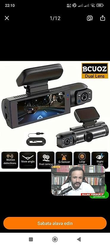 video regstrator: BCUOZ Dual Lens avtomobil DVR kamera Xüsusiyyətlər: - İkili kamera — 1