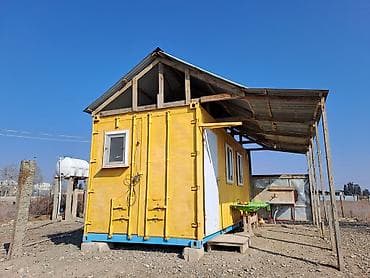 kantener: Konteyner tipli modul otaq – sarı rəngdə, metal karkaslı, üstü şifer — 3