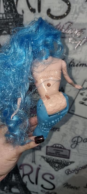 kimya test pdf: Su pərisi temalı kukla - Parlaq mavi uzun saçlı, dənizçi üslubunda — 3