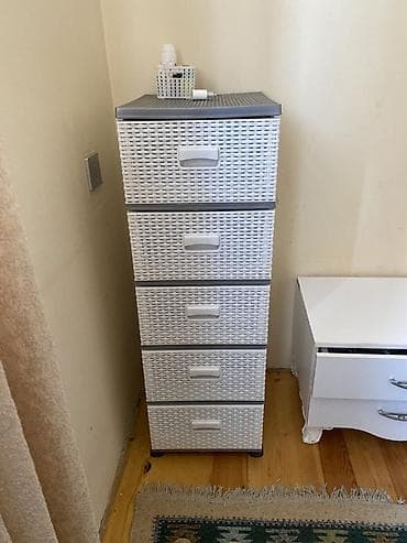 tek kamot: Plastik çekmecəli dolab - Material: möhkəm plastik, rattan toxunuşlu — 1