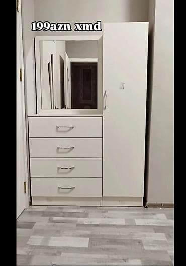 skaflar: Yeni, 1 qapı, Güzgülü, Ağ, Açılan, Düz dolab — 1