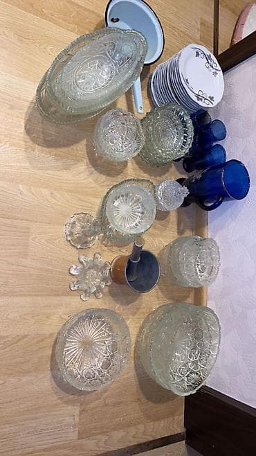 tefal tavalar: Şüşə və porselen mətbəx dəsti - Kəp dimdikli mavi şüşə fincanlar — 1