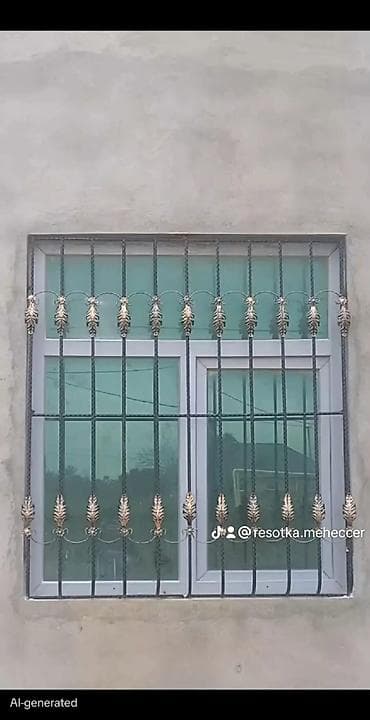 işlenmiş taxtlar: Dəmir məhəccər və pəncərə barmaqlıqları – dekorativ döymə elementli — 3