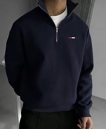 Unisex yarım-fər fermuarlı sweatshirt - Rəng: tünd göy (navy) - lalafo.az -da Unisex yarım-fər fermuarlı sweatshirt - Rəng: tünd göy (navy) -