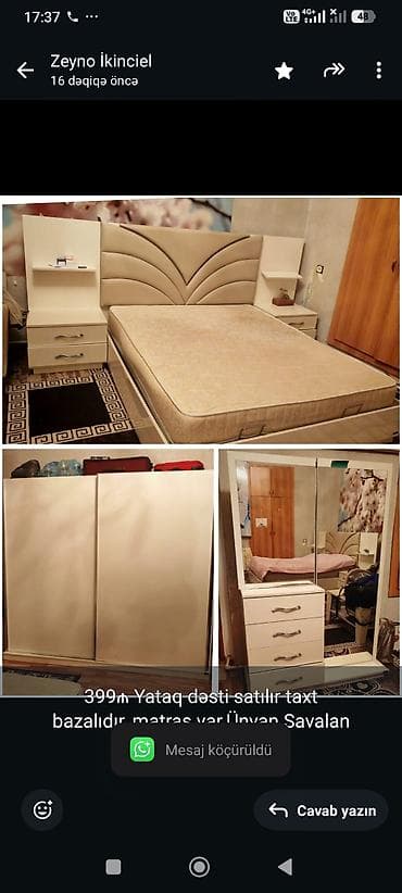 399₼ Yataq dəsti satılır taxt bazalıdır.,matras var.Ünvan Savalan — 1