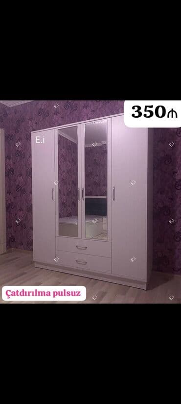 ikinci əl şkaf: Yeni, 4 qapılı Düz dolab, Dolab-asılqan — 4