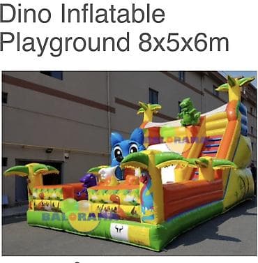 oglan usaqlari ucun kurtkalar: Dino Şişmə Uşaq Meydançası – 8 x 5 x 6 m - Tematik dizayn: rəngarəng — 1