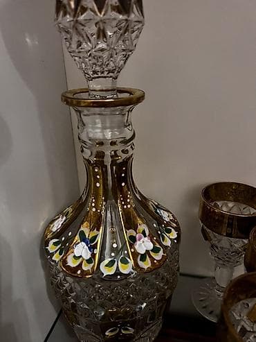 nabor: Klassik bəzəkli kristal qraf və badə dəsti - Tərkib: 1 ədəd qapaqlı — 3