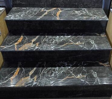 tokmə mərmər: Qara mərmər pilləkən üzlükləri - Material: Təbii mərmər - Rəng və — 1