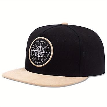 Головные уборы: Qara/bej snapback papaq - Rəng: qara gövdə, bej düz kənar və üst — 1
