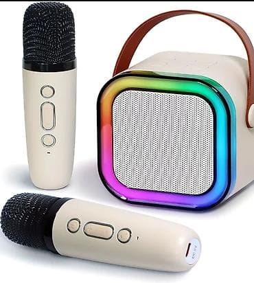 Bluetooth karaoke dəsti – portativ spiker + 2 ədəd simsiz mikrofon -